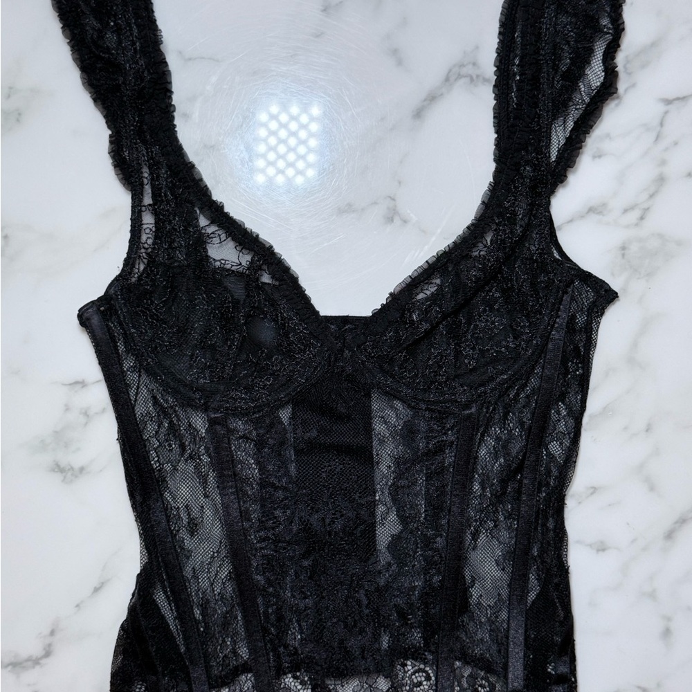Lioness Midnight Black Lace Crop Top